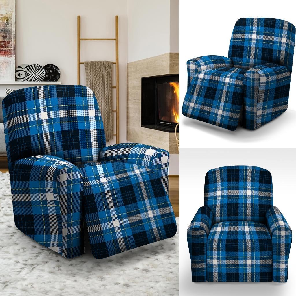 Blue Plaid Tartan Scottish Recliner Cover-grizzshop