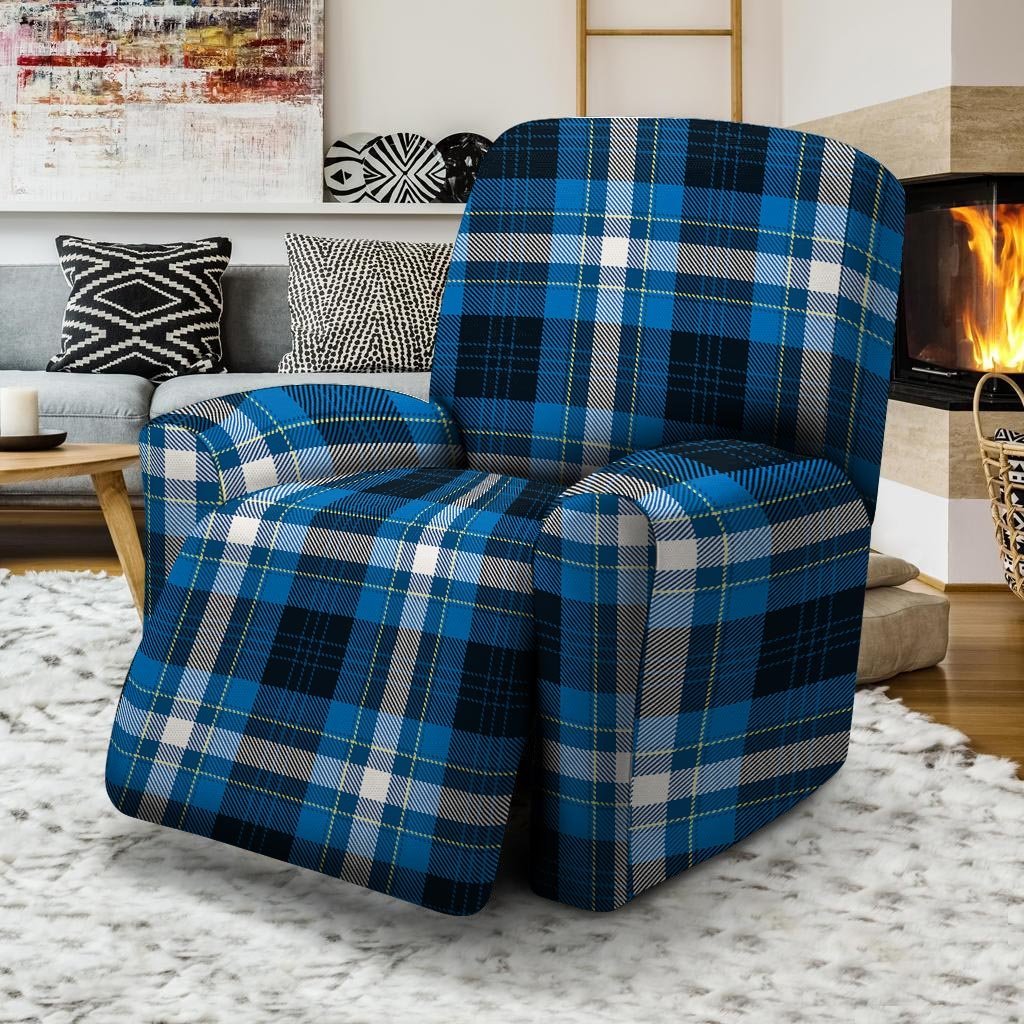 Blue Plaid Tartan Scottish Recliner Cover-grizzshop