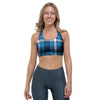 Blue Plaid Tartan Scottish Sports Bra-grizzshop