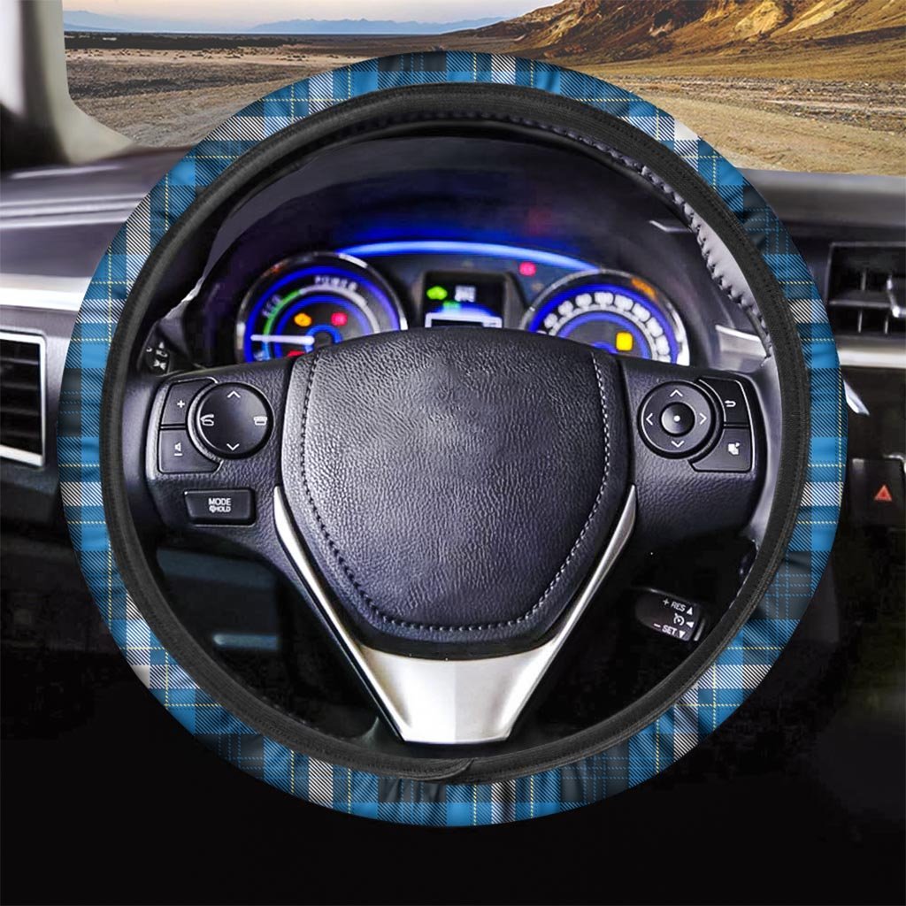 Blue Plaid Tartan Scottish Steering Wheel Cover-grizzshop