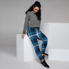 Blue Plaid Tartan Scottish Women's Joggers-grizzshop