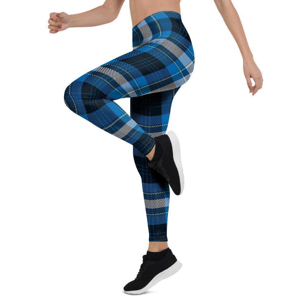 Blue Plaid Tartan Scottish Women's Leggings-grizzshop