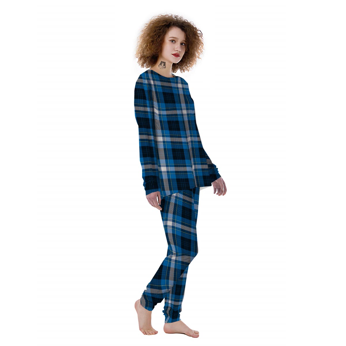 Blue Plaid Tartan Scottish Women's Pajamas-grizzshop