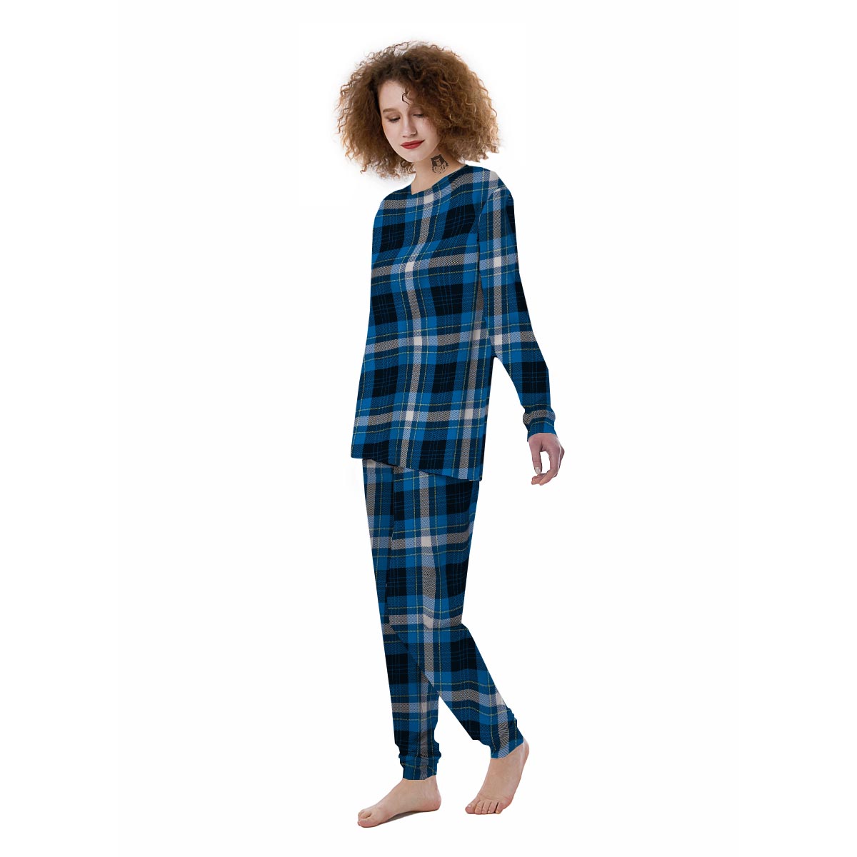 Blue Plaid Tartan Scottish Women's Pajamas-grizzshop