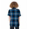 Blue Plaid Tartan Scottish Women's Short Sleeve Shirts-grizzshop