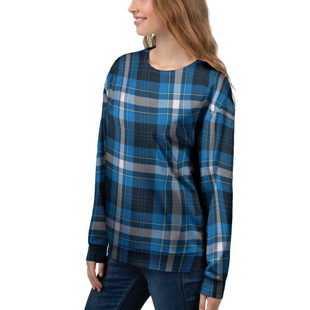 Blue Plaid Tartan Scottish Women's Sweatshirt-grizzshop