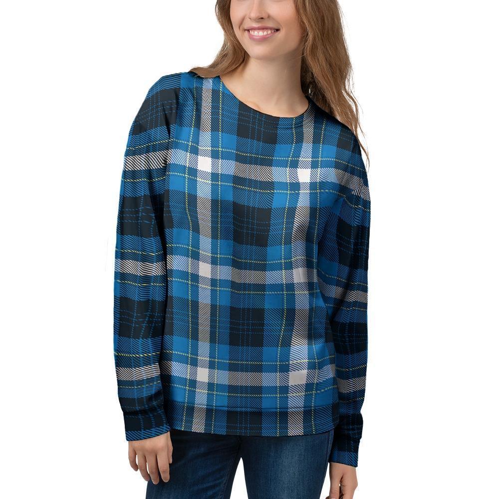 Blue Plaid Tartan Scottish Women's Sweatshirt-grizzshop