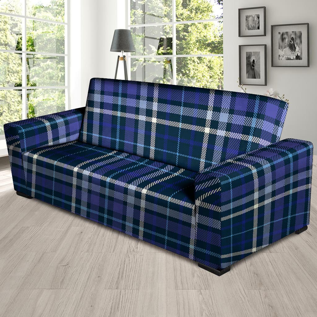 Blue Plaid Tartan Sofa Cover-grizzshop