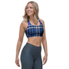 Blue Plaid Tartan Sports Bra-grizzshop