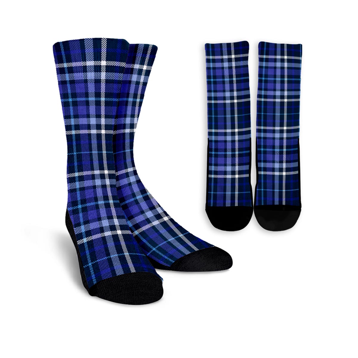 Blue Plaid Tartan Unisex Socks-grizzshop