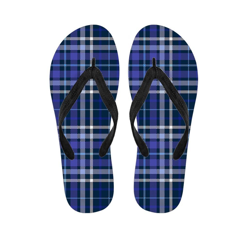 Blue Plaid Tartan Women's Flip Flops-grizzshop