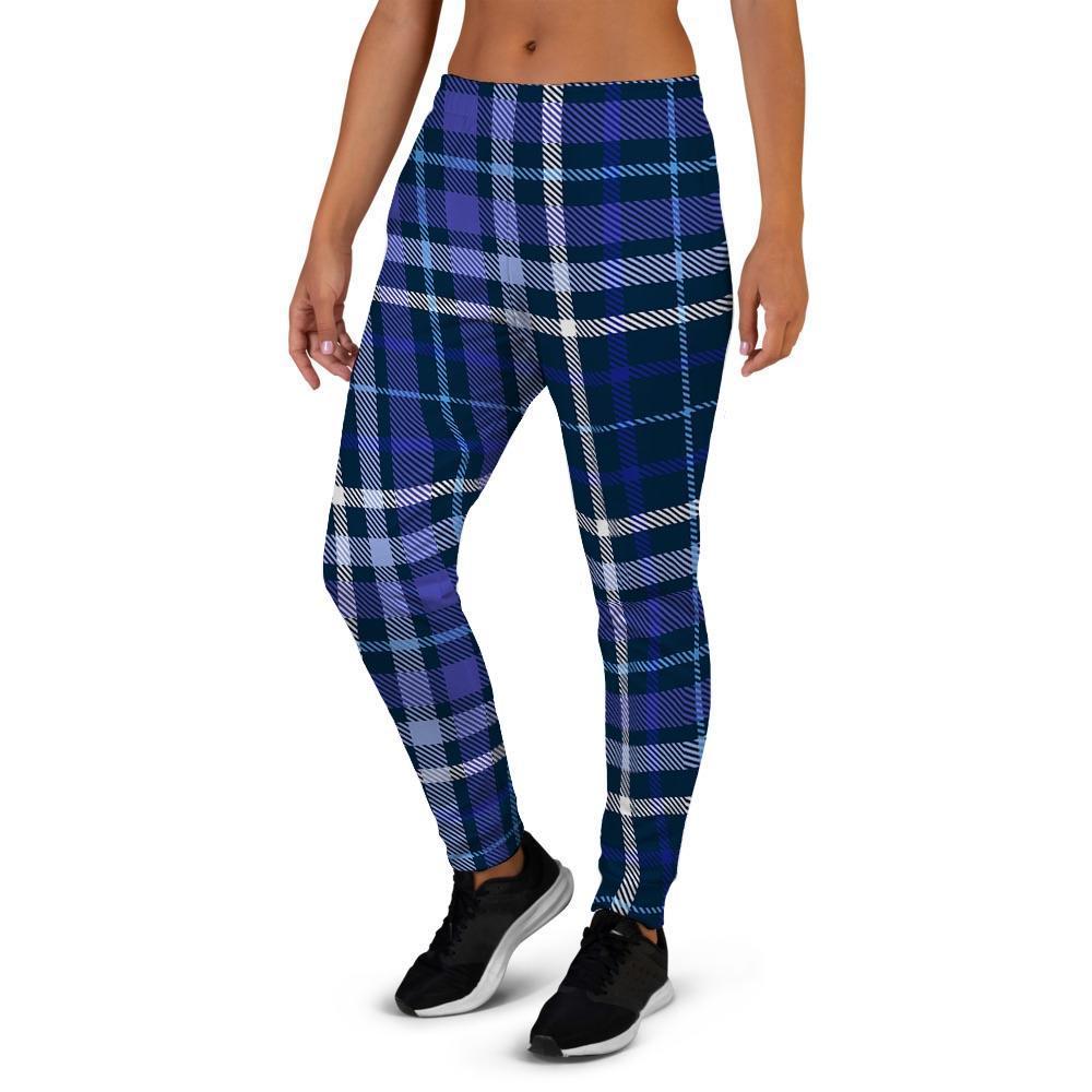 Blue Plaid Tartan Women's Joggers-grizzshop