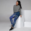 Blue Plaid Tartan Women's Joggers-grizzshop