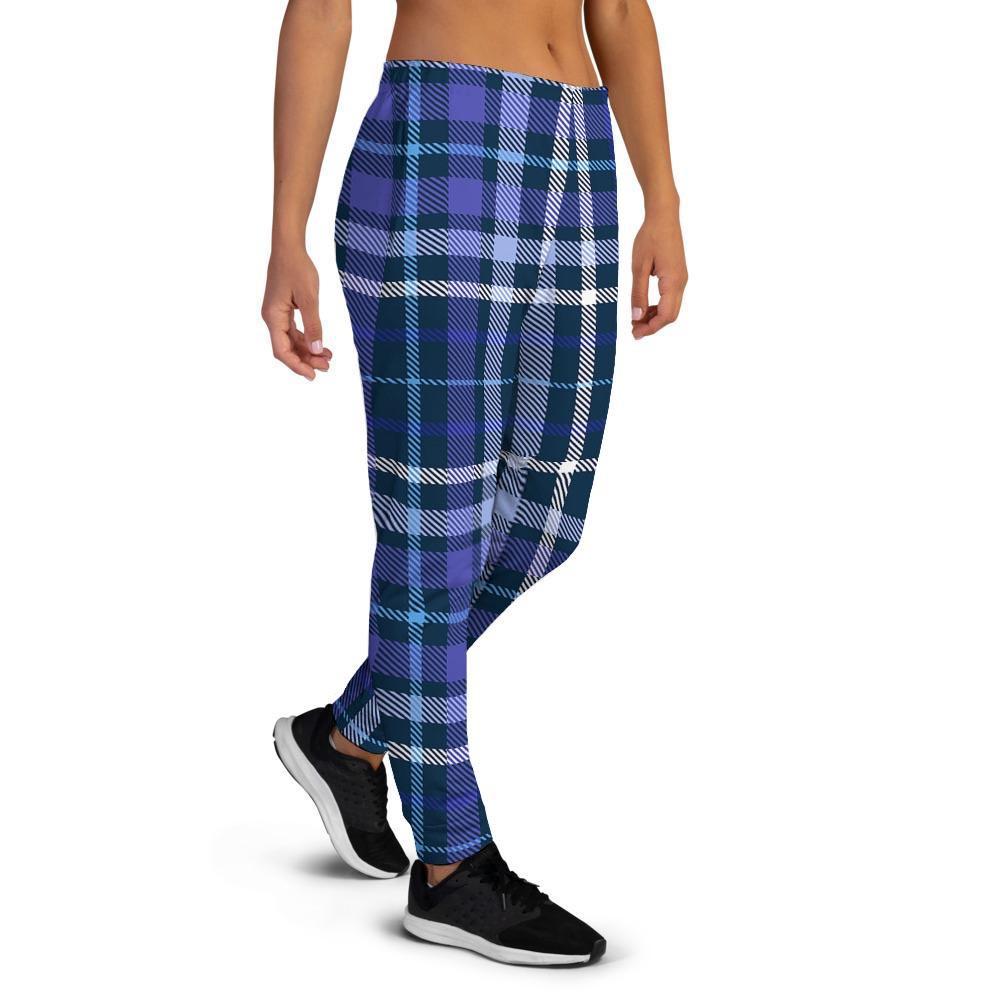 Blue Plaid Tartan Women's Joggers-grizzshop