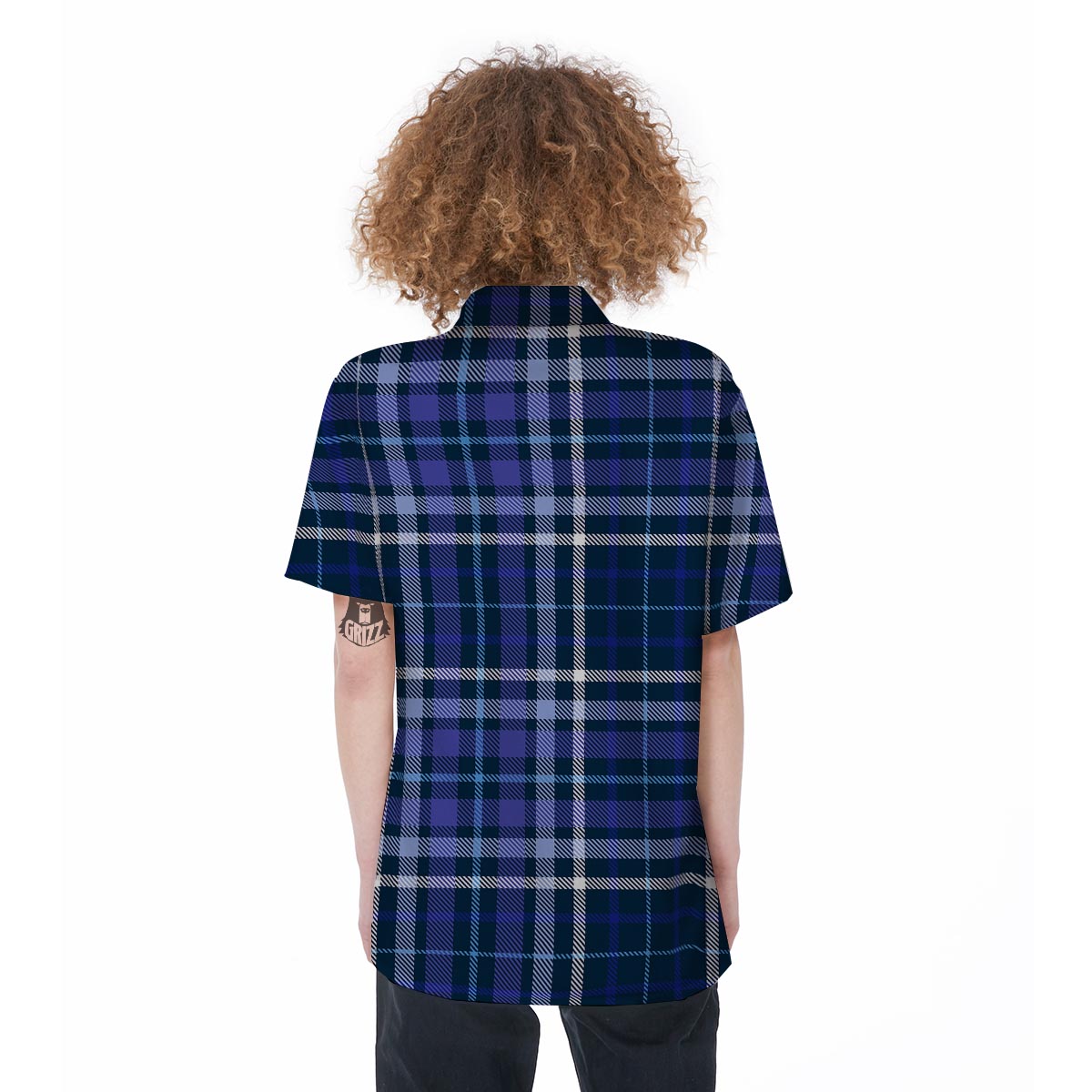 Blue Plaid Tartan Women's Short Sleeve Shirts-grizzshop