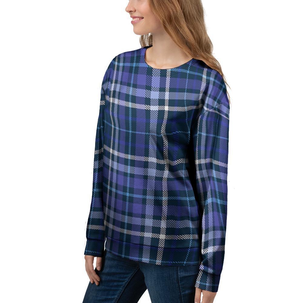 Blue Plaid Tartan Women's Sweatshirt-grizzshop