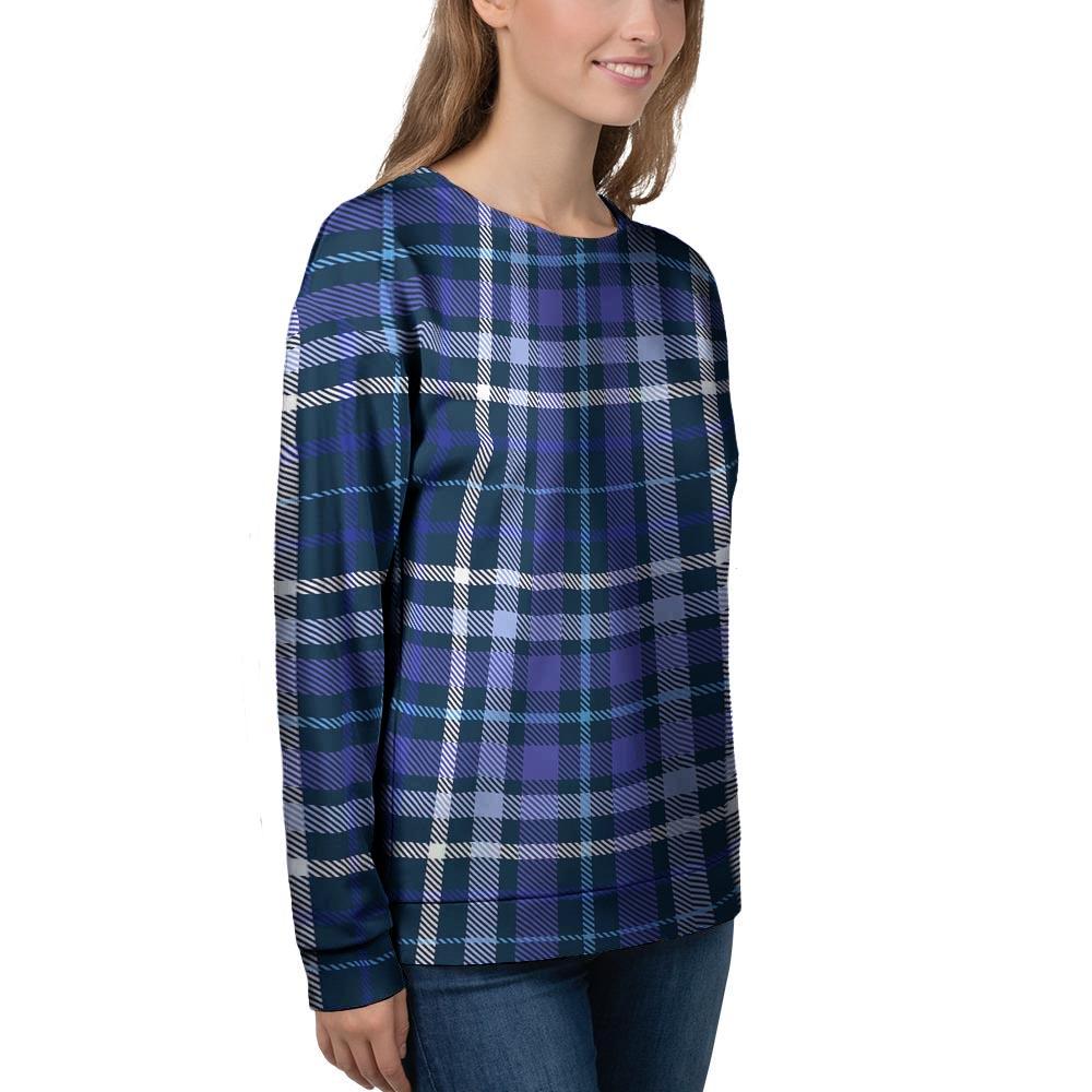 Blue Plaid Tartan Women's Sweatshirt-grizzshop