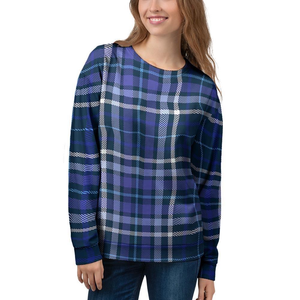 Blue Plaid Tartan Women's Sweatshirt-grizzshop