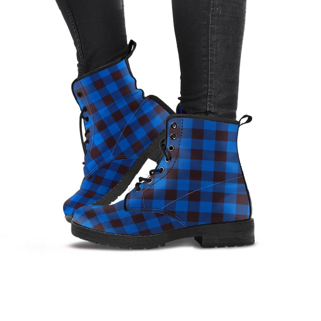 Blue Plaid Women's Boots-grizzshop