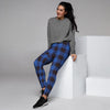 Blue Plaid Women's Joggers-grizzshop