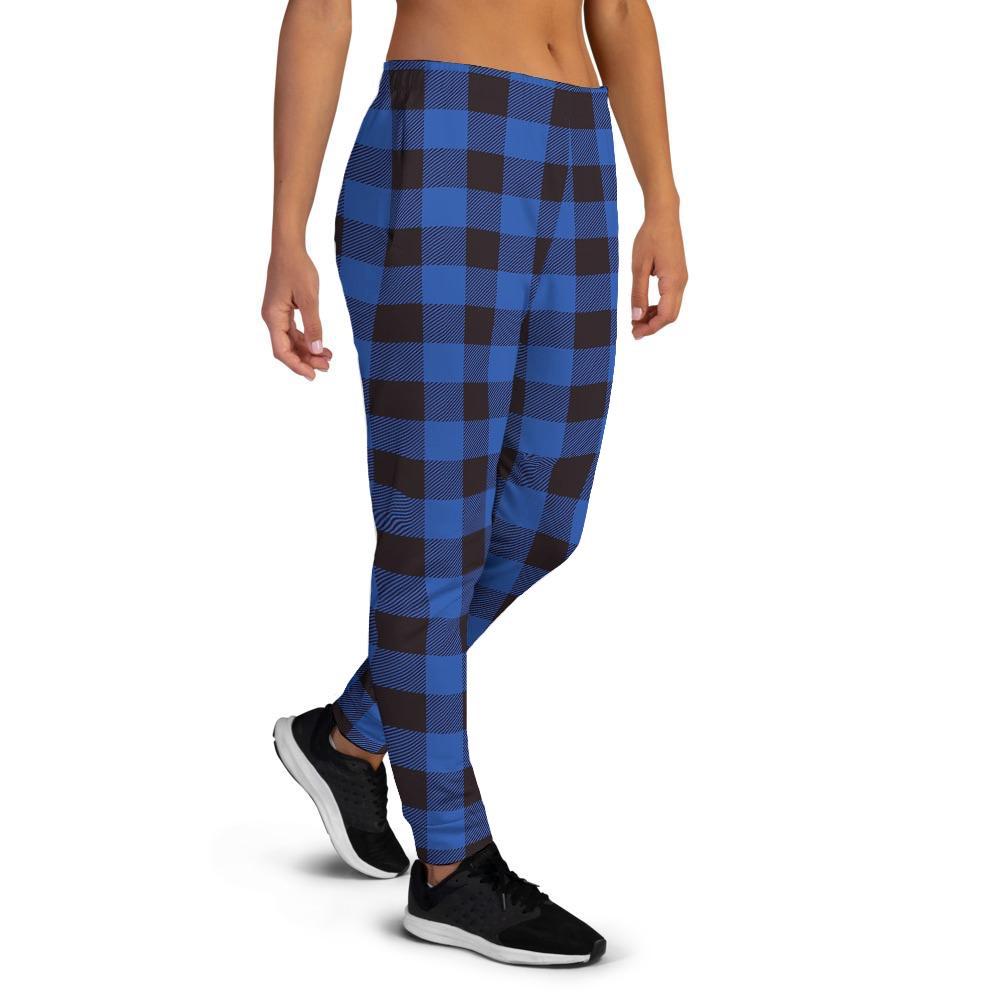 Blue Plaid Women's Joggers-grizzshop