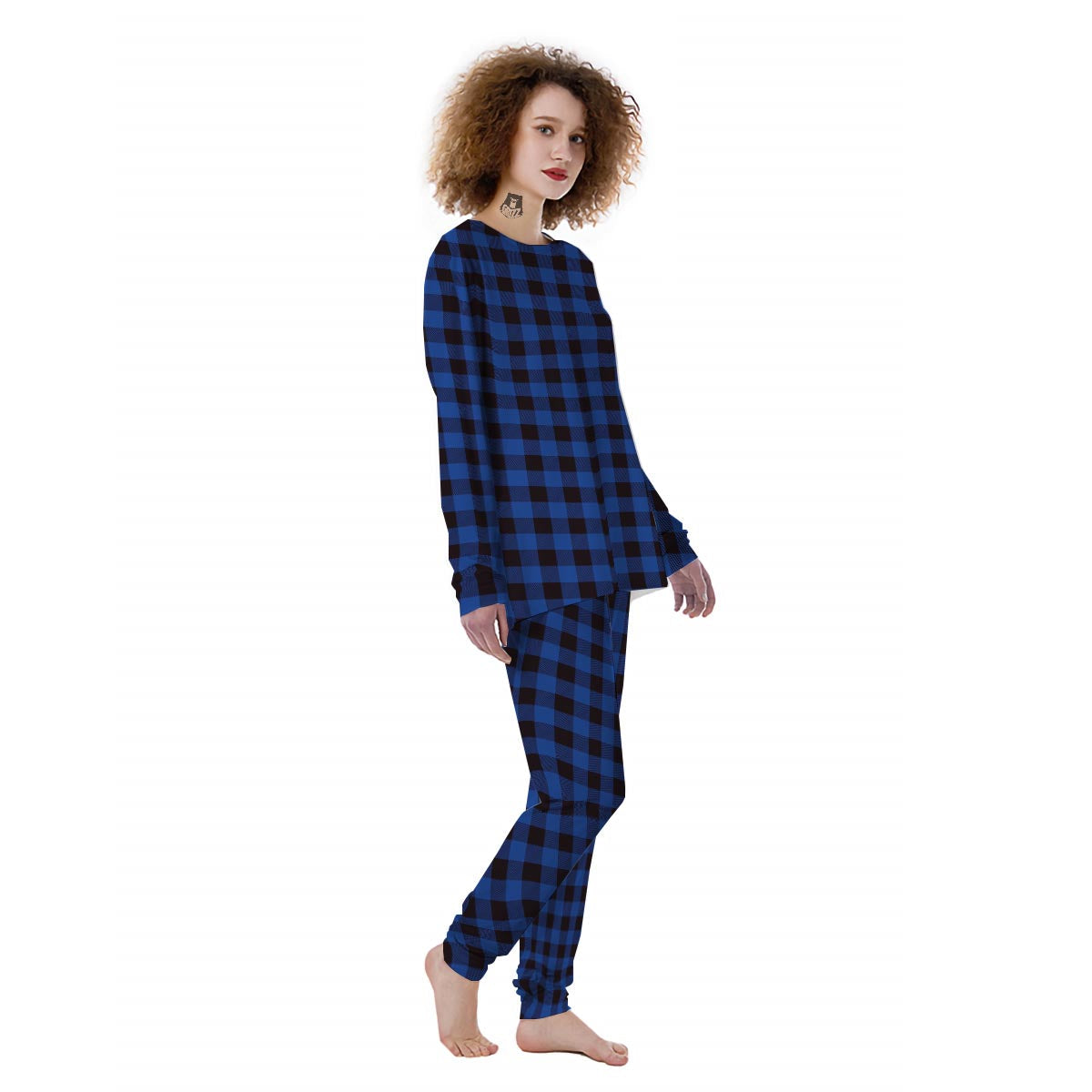 Blue Plaid Women's Pajamas-grizzshop