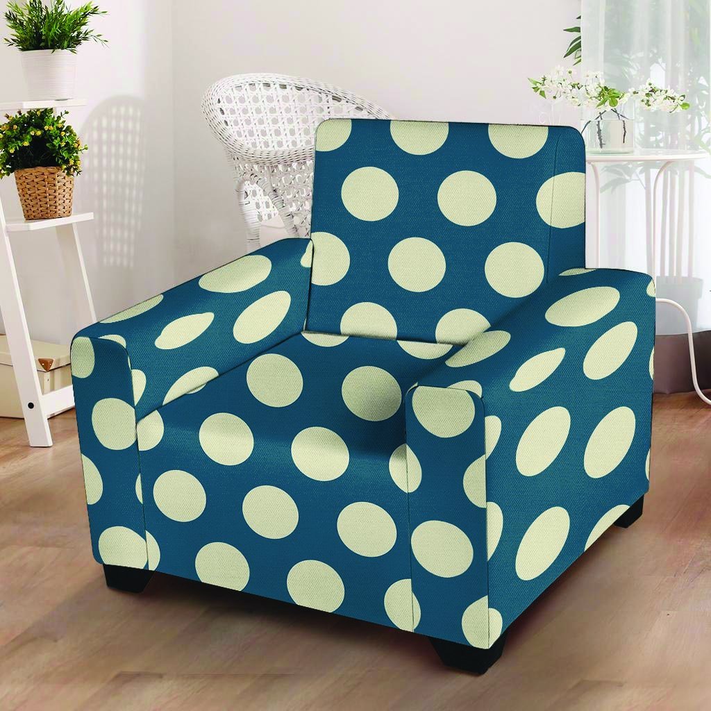 Blue Polka Dot Armchair Cover-grizzshop