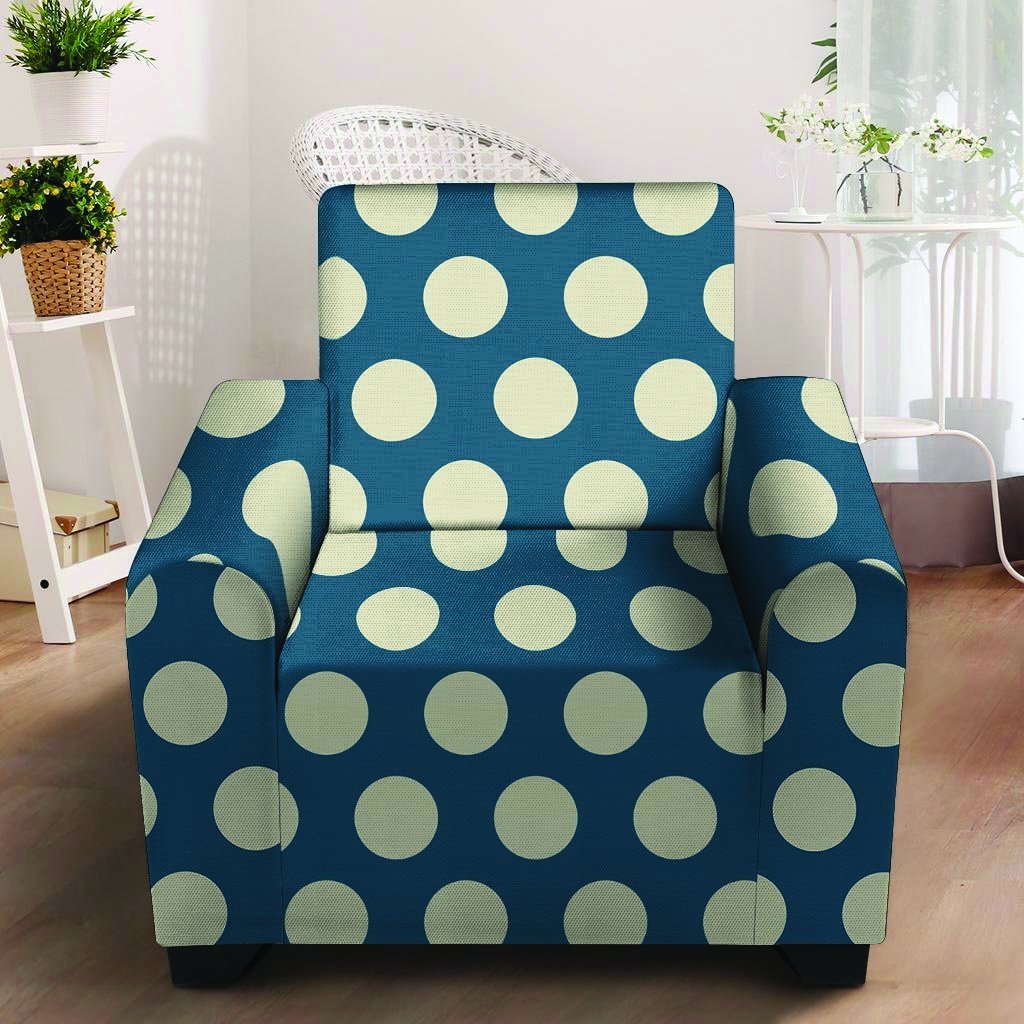 Blue Polka Dot Armchair Cover-grizzshop