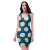 Blue Polka Dot Bodycon Dress-grizzshop