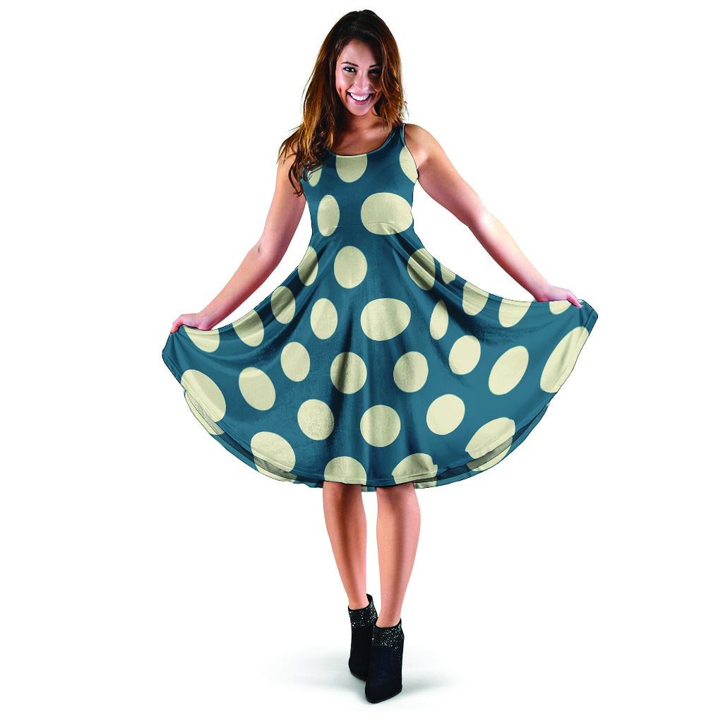 Blue Polka Dot Dress-grizzshop