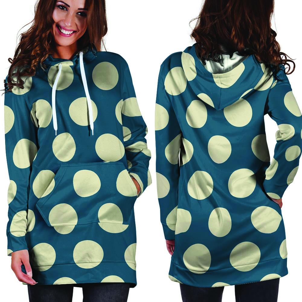 Blue Polka Dot Hoodie Dress-grizzshop