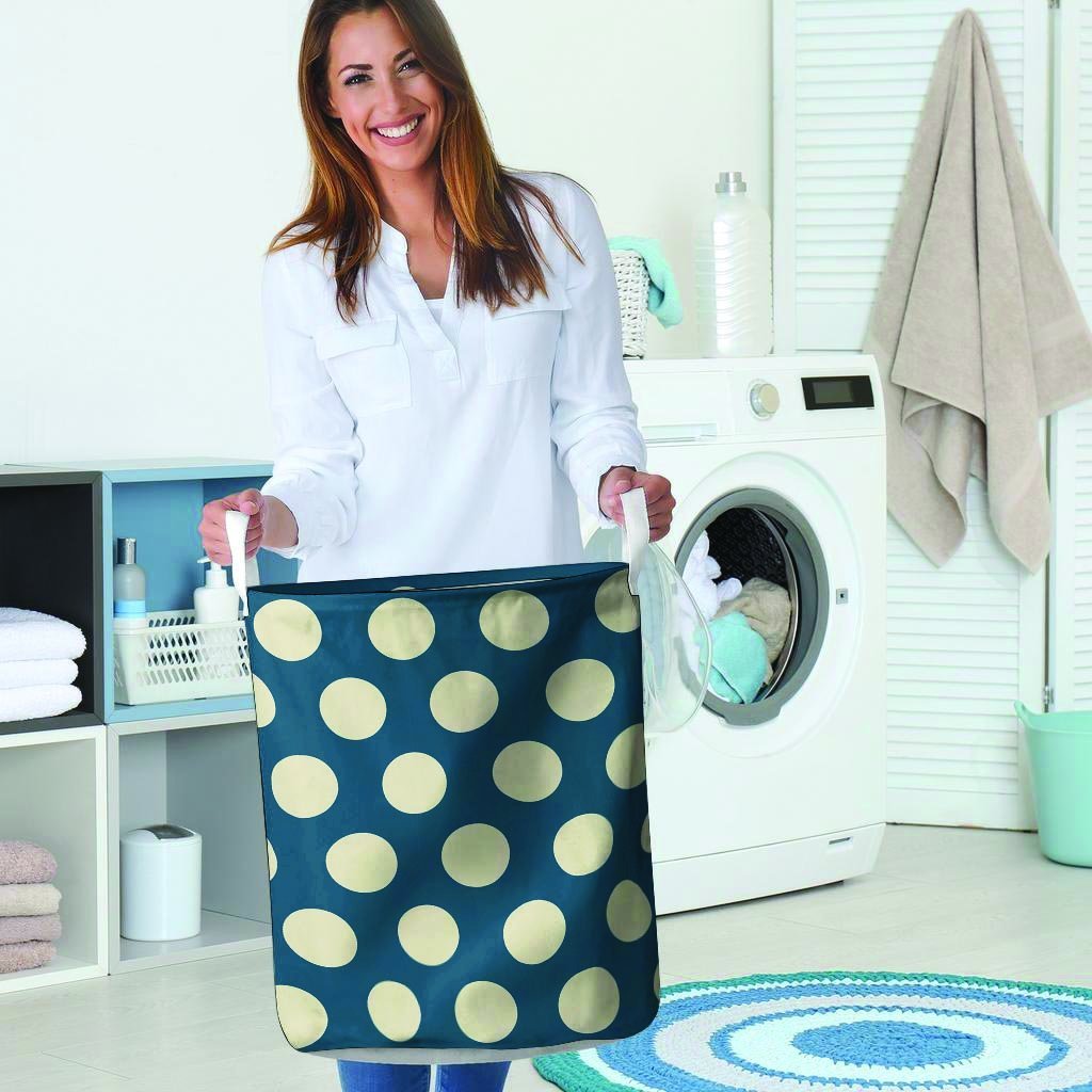 Blue Polka Dot Laundry Basket-grizzshop