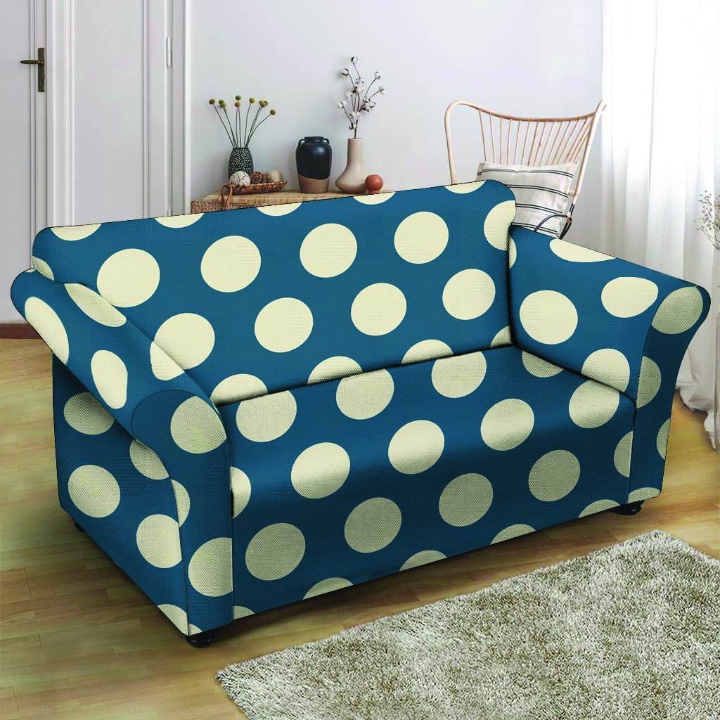 Blue Polka Dot Loveseat Cover-grizzshop