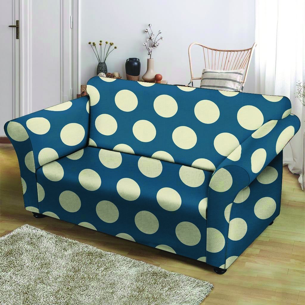 Blue Polka Dot Loveseat Cover-grizzshop