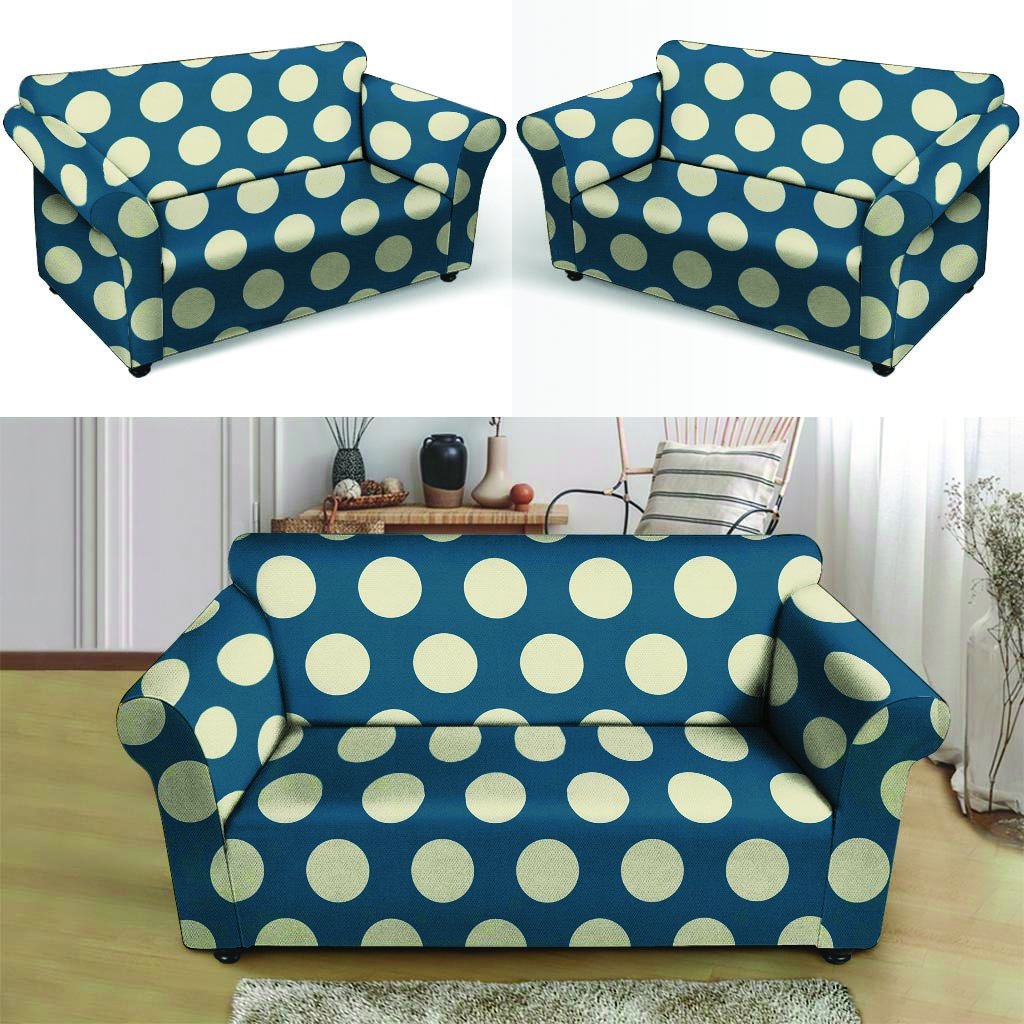 Blue Polka Dot Loveseat Cover-grizzshop