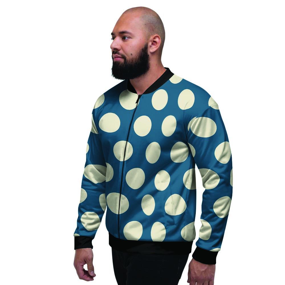 Blue Polka Dot Men's Bomber Jacket-grizzshop