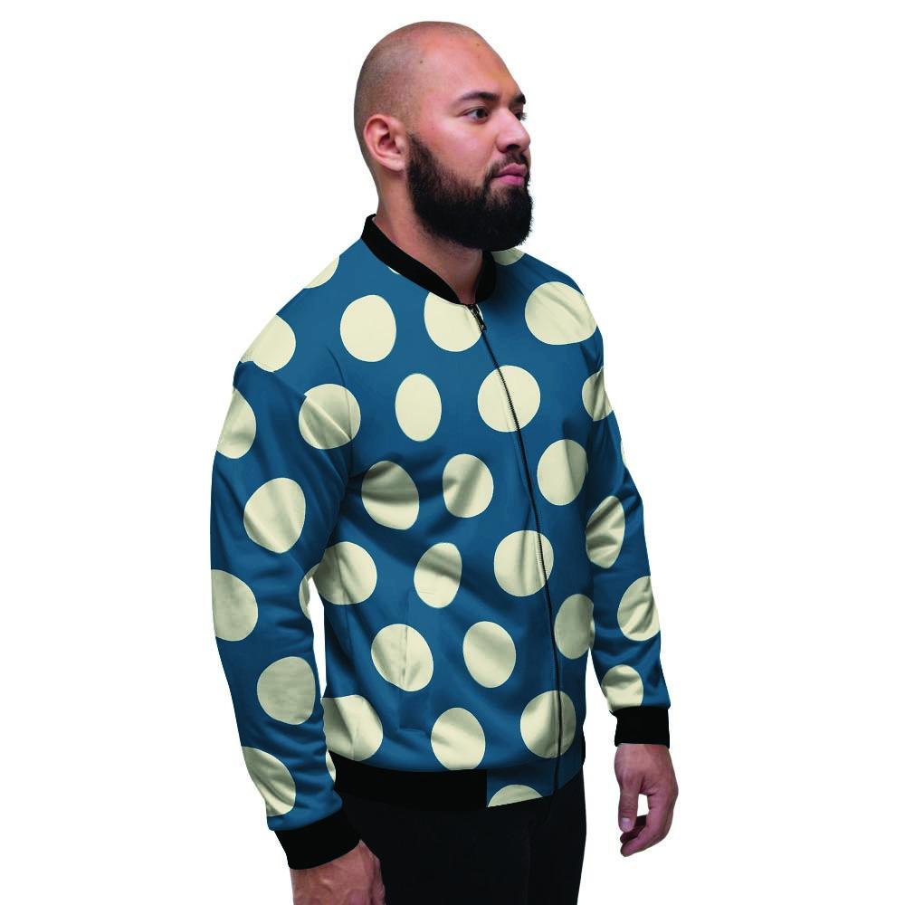 Blue Polka Dot Men's Bomber Jacket-grizzshop