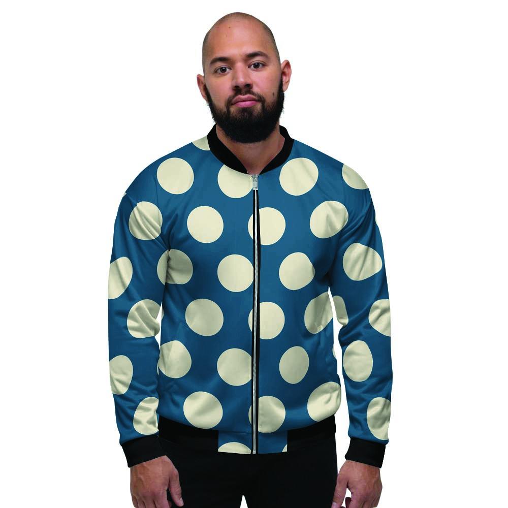 Blue Polka Dot Men's Bomber Jacket-grizzshop