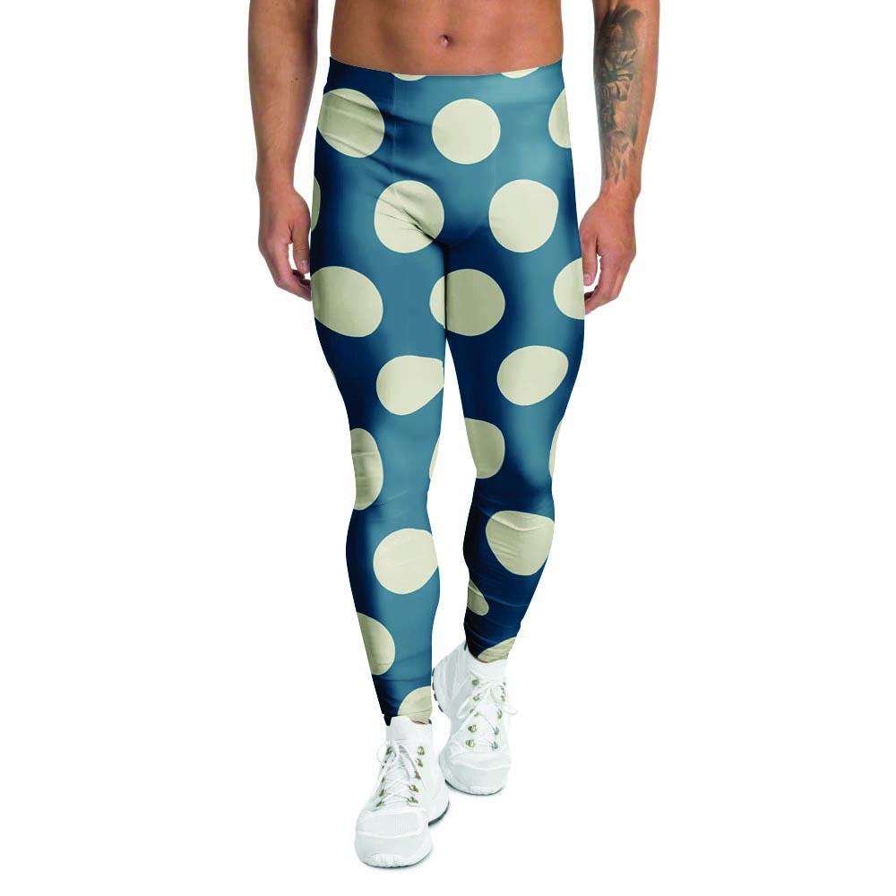 Blue Polka Dot Men's Leggings-grizzshop