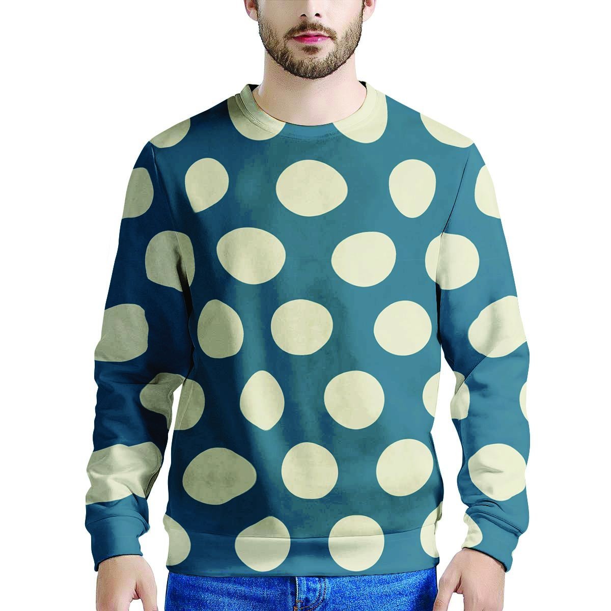 Blue Polka Dot Men's Sweatshirt-grizzshop