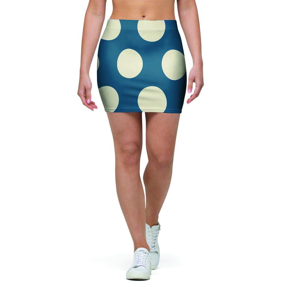 Blue Polka Dot Mini Skirt-grizzshop