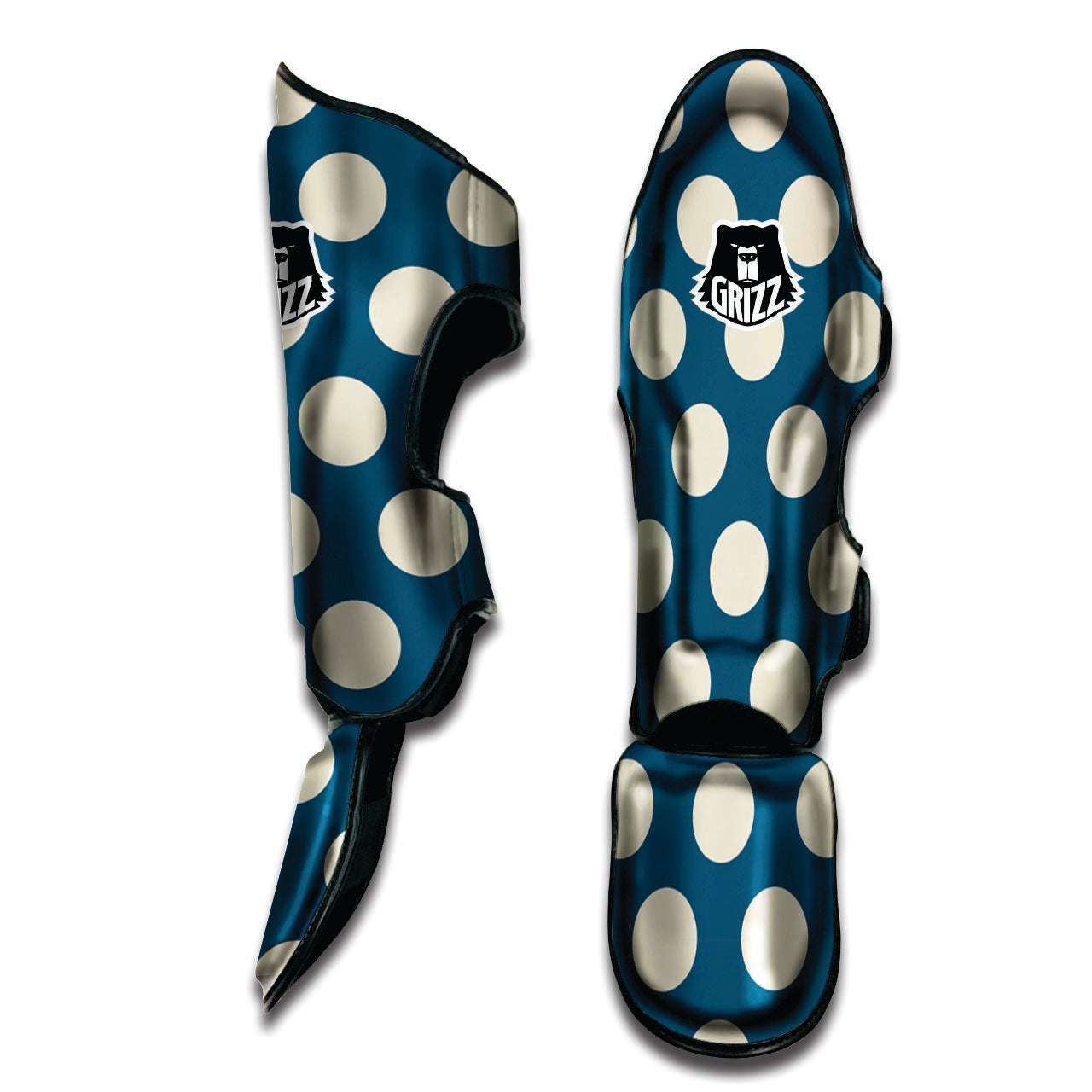 Blue Polka Dot Muay Thai Shin Guard-grizzshop