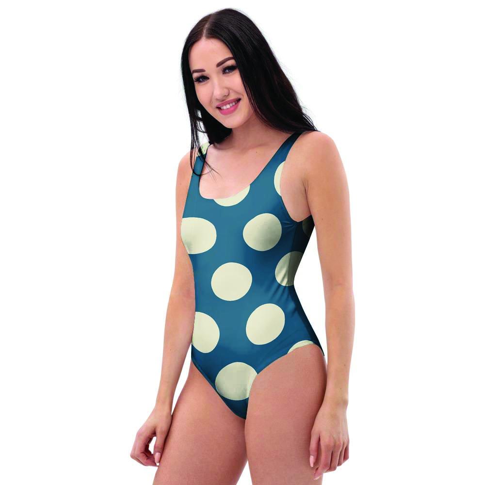 Blue Polka Dot One Piece Swimsuite-grizzshop