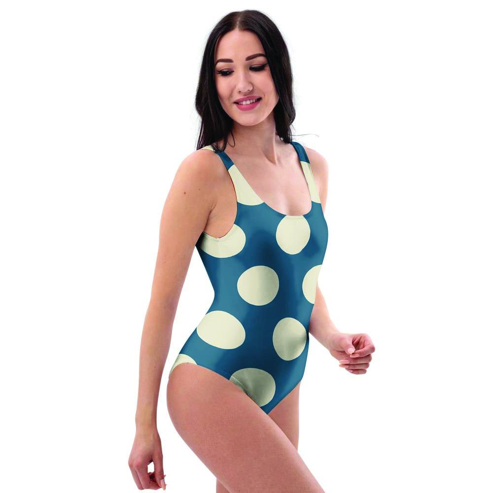 Blue Polka Dot One Piece Swimsuite-grizzshop