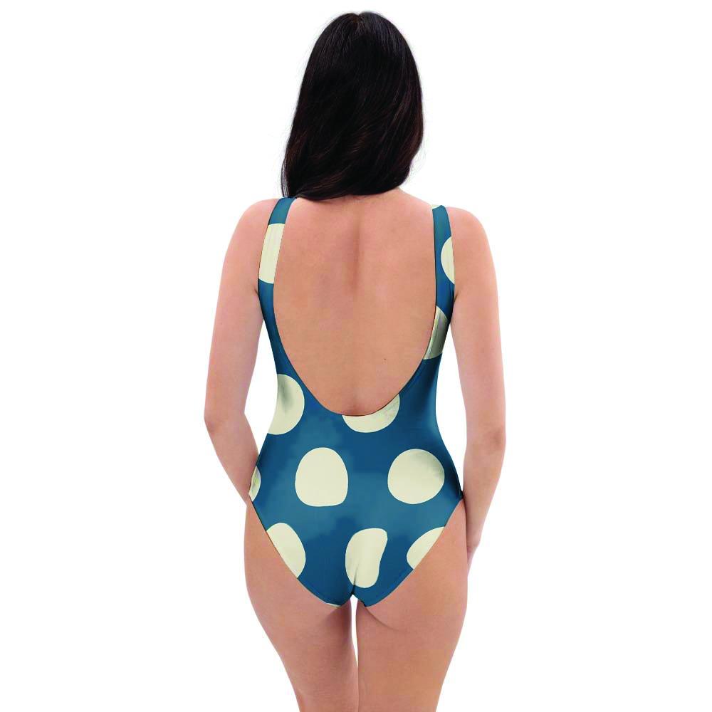 Blue Polka Dot One Piece Swimsuite-grizzshop