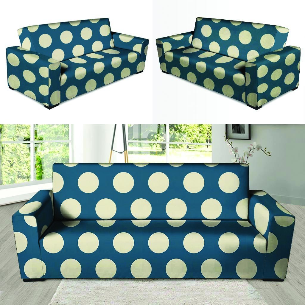 Blue Polka Dot Sofa Cover-grizzshop