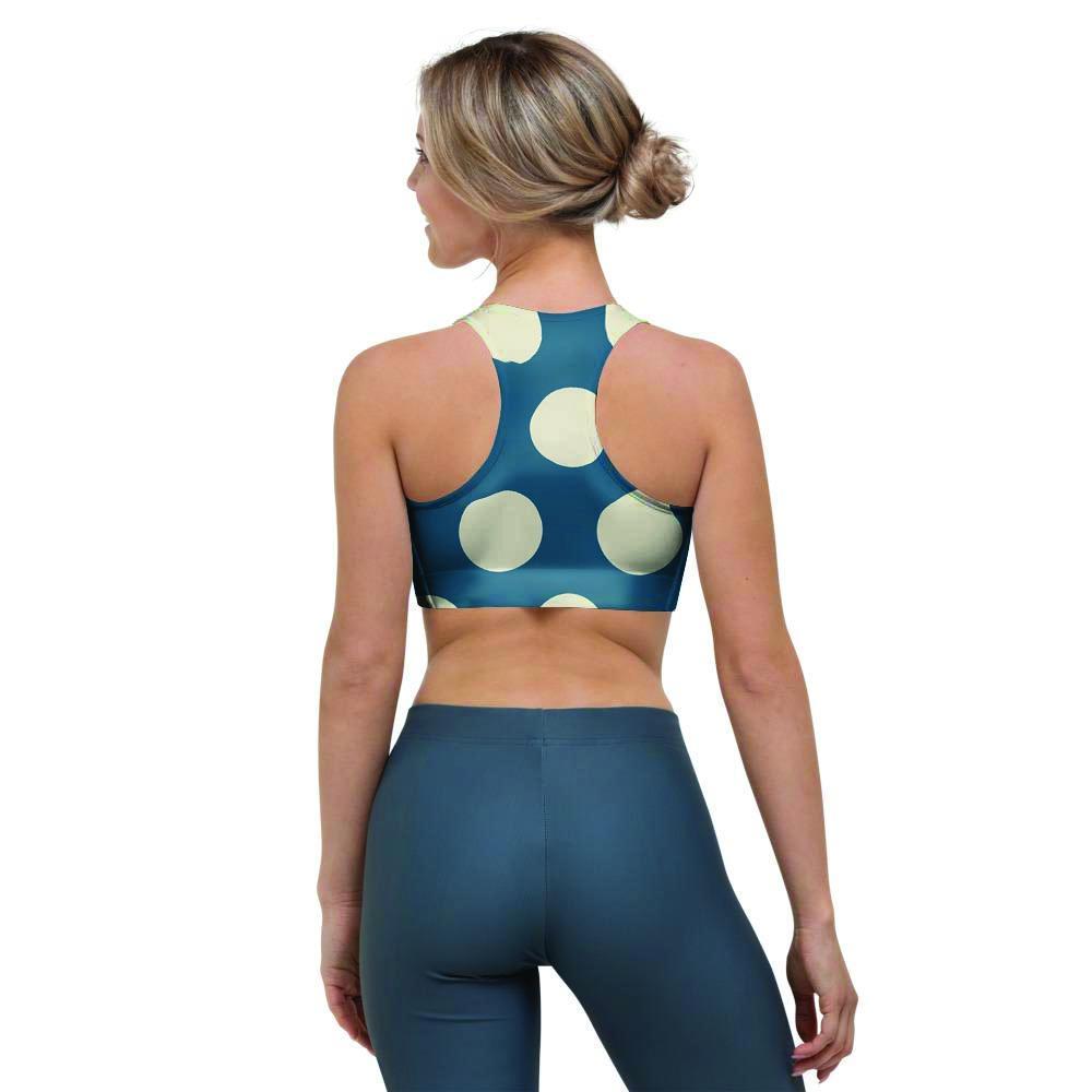 Blue Polka Dot Sports Bra-grizzshop