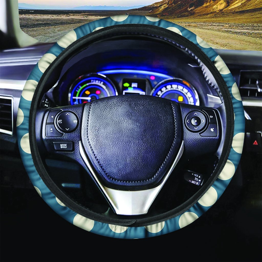 Blue Polka Dot Steering Wheel Cover-grizzshop