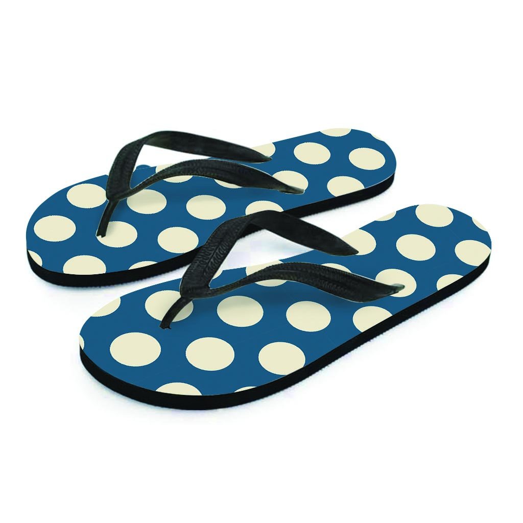 Blue Polka Dot Women's Flip Flops-grizzshop