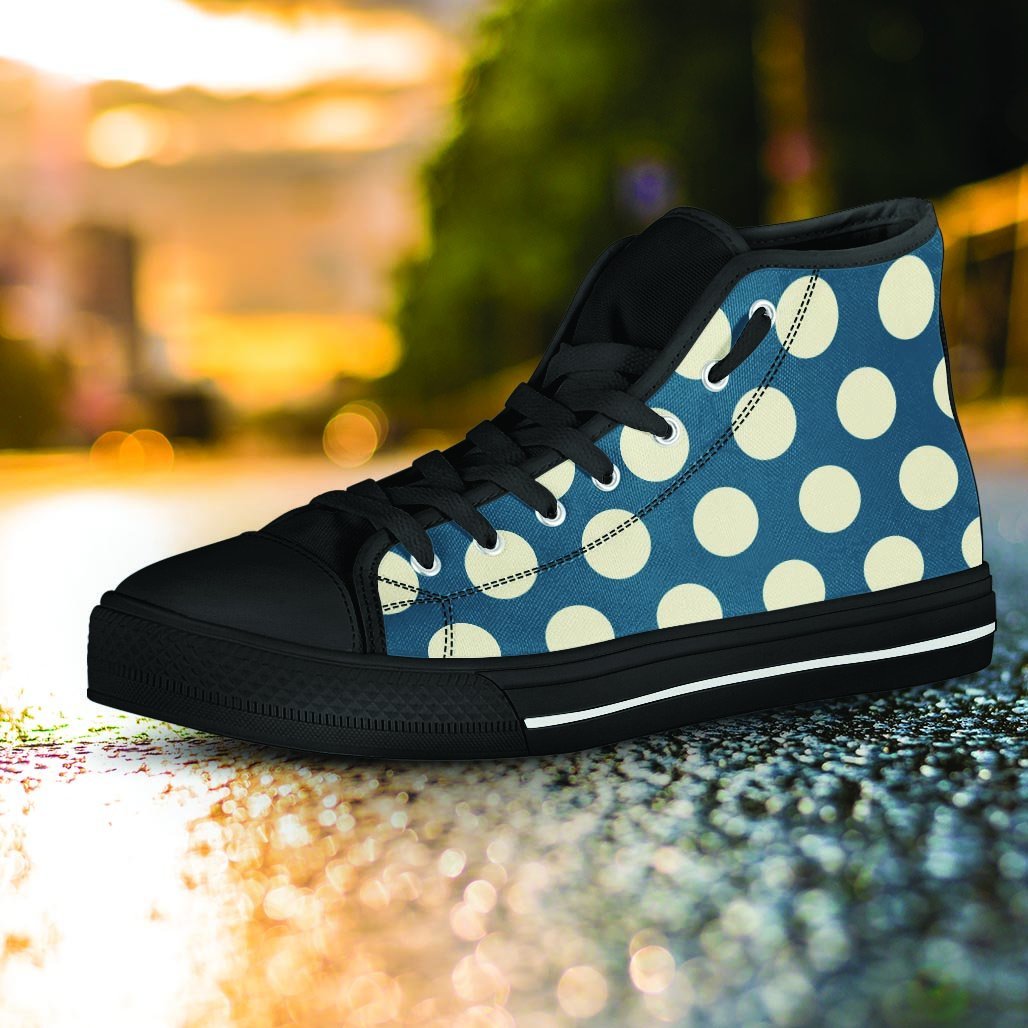 Blue Polka Dot Women's High Top Shoes-grizzshop